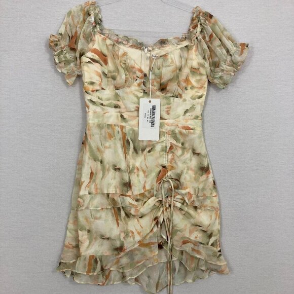 New Saints + Secrets Ruffle Ruched Detail Milk Maid Mini Dress Medium Feminine - Picture 4 of 13